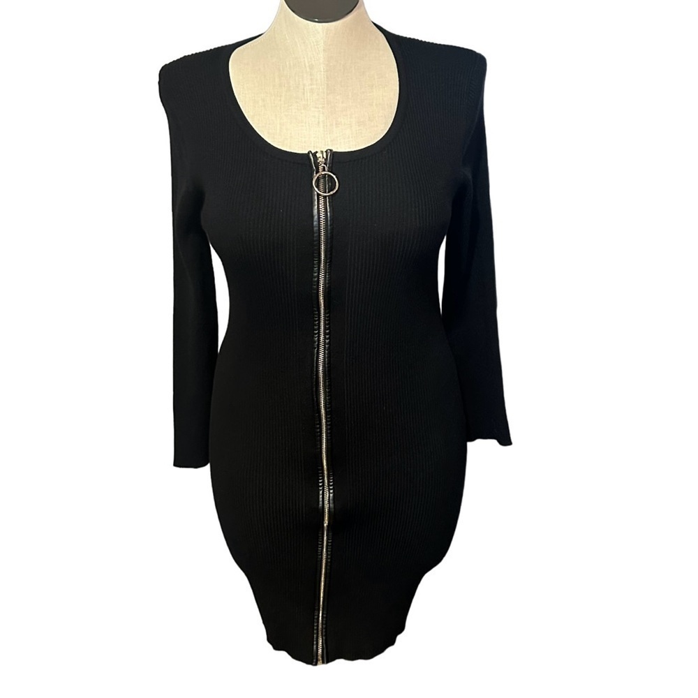 SAY WHAT? NWOT Black sweater dress with front zipper size 2X